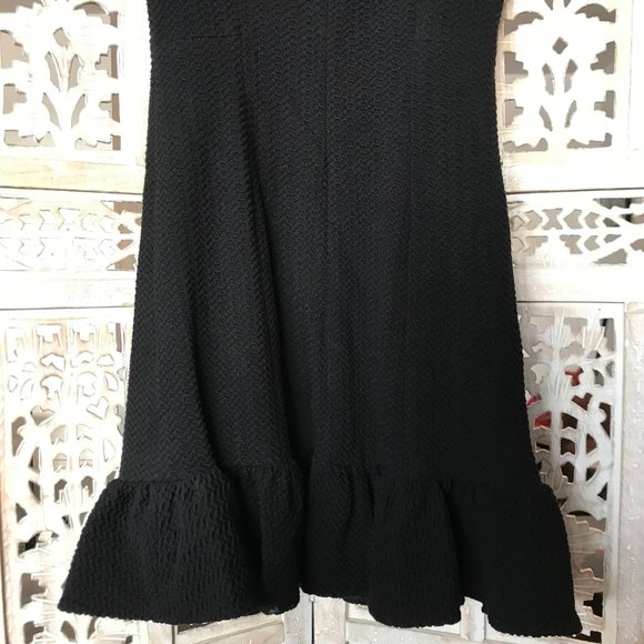 NWT Rebecca Taylor Black Cap Sleeve Texture Dress 4 - Picture 13 of 16